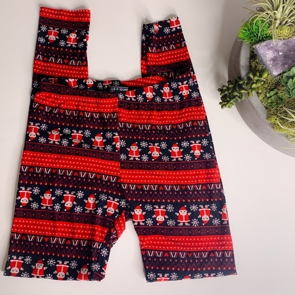 Just One Soft Cozy Stretch Winter Santa Legging Large